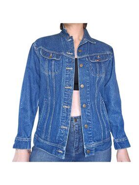 Vintage 80s Ms Lee Riders Blue Denim Jean Jacket Women's Size 9/10 Trucker Style
